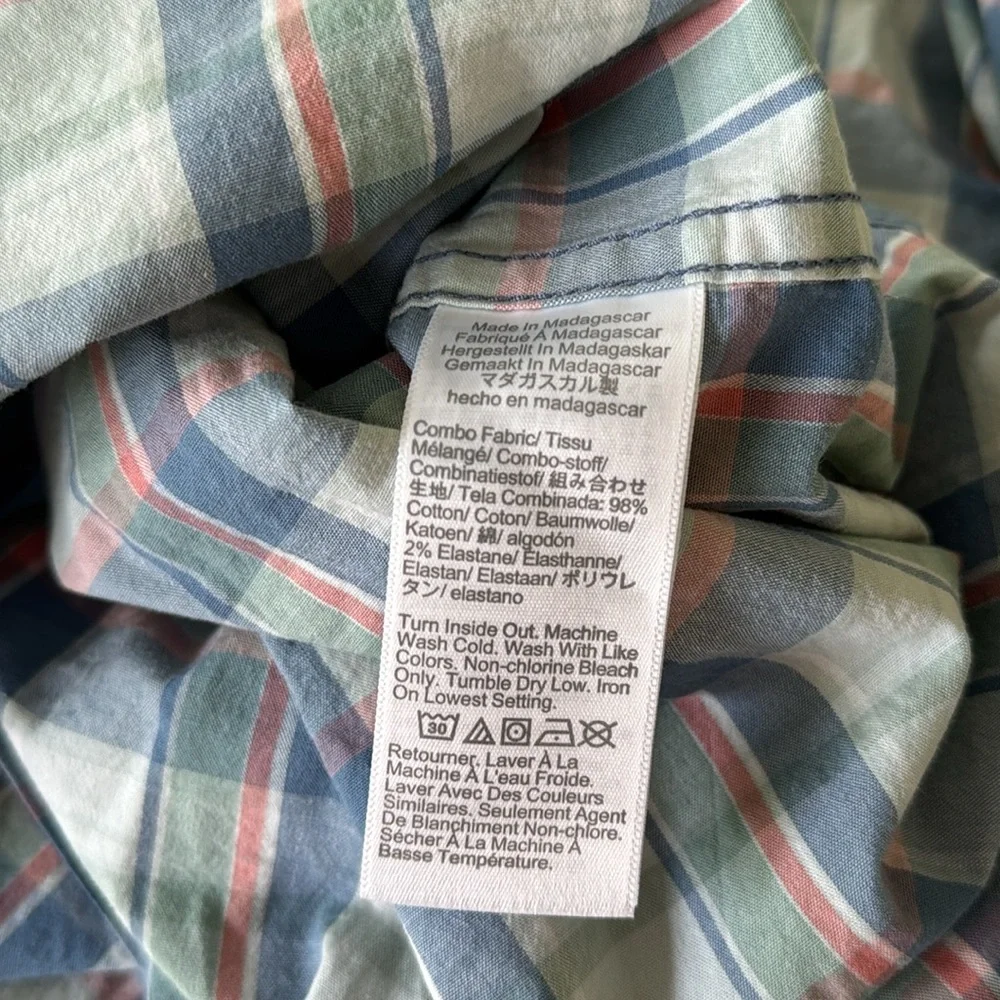 NWT J.CREW button down shirt size M blue green plaid cotton classic flex washed
